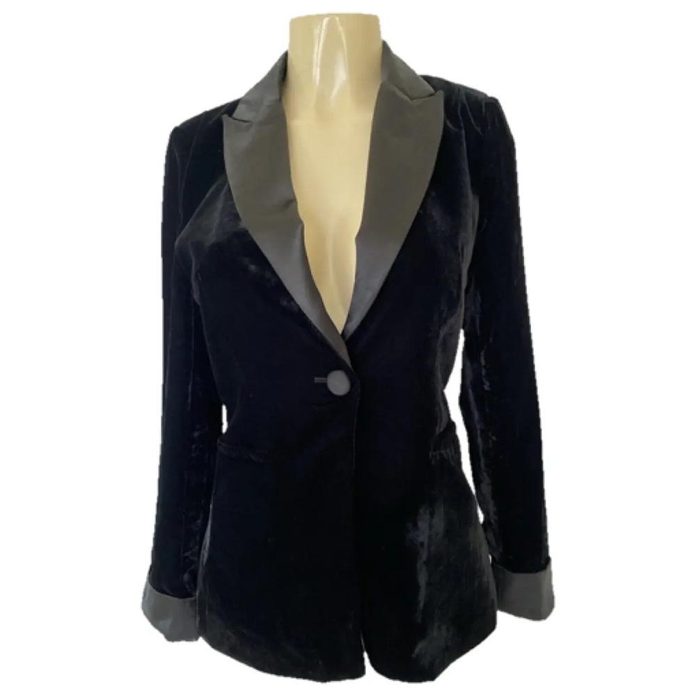Jason Wu black velvet blazer with satin collar and cuffs